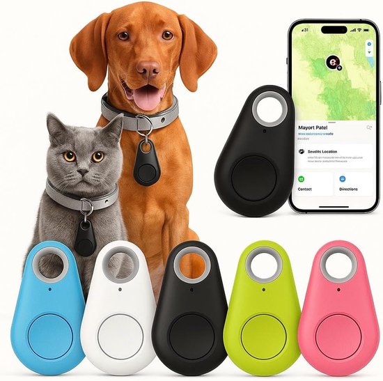 5 Stuks - Mini GPS Tracker - Draagbare Bluetooth Tracker - Anti-Verlies Apparaat - Tracker kind - Bluetooth Car tracker Hond - Real Time Locatiebepaling - Alarm Sensor - Smart locator - Waterdicht & Compact - Voor Huisdieren, Sleutels en Bagage