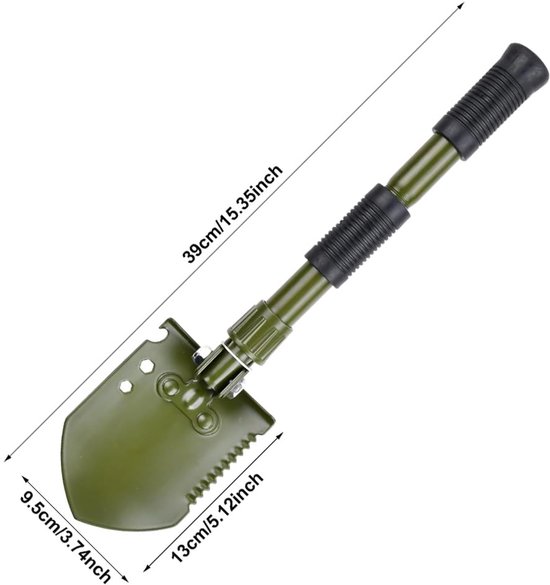 Unyqoos® Draagbare en veelzijdige klapschep van koolstofstaal voor tuin en camping van Unyqoos — afbeelding 3