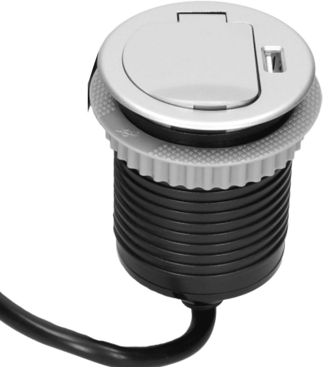 Intrekbare Inbouwstekkerdoos met USB Poort - 3680W, 1,8 m Kabellengte