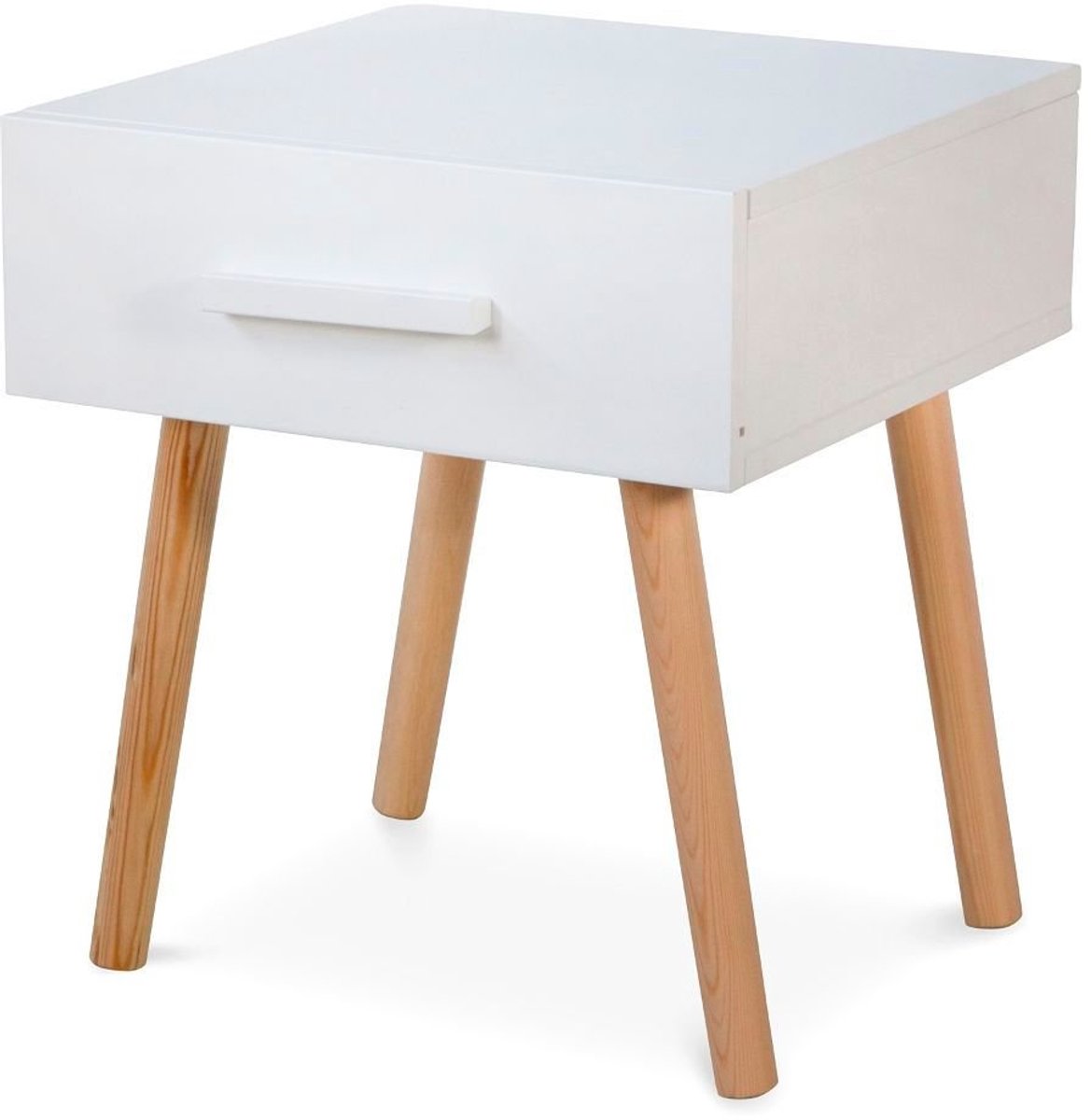 Homesyle4u Homestyle4u Nachtkastje - 40x46x40 cm - met Grenenhouten lade - Wit