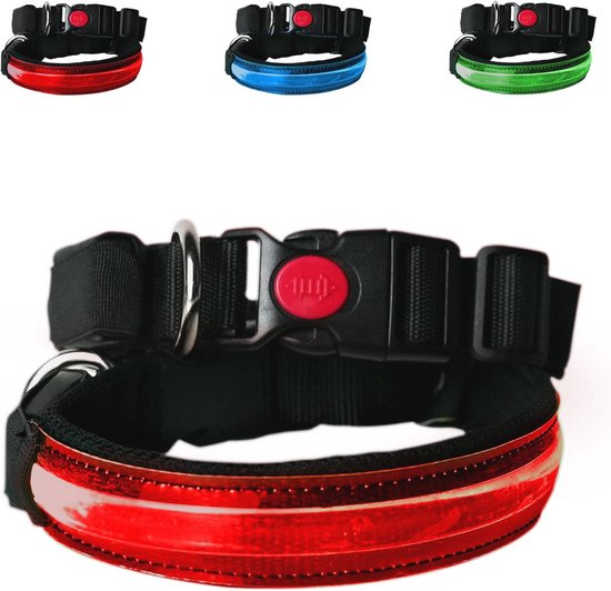 Heble Rode LED-halsband Voor Honden En Katten – 70 Cm, 3 Lichtstanden, USB-oplaadbaar, Spatwaterbestendig, Verstelbaar