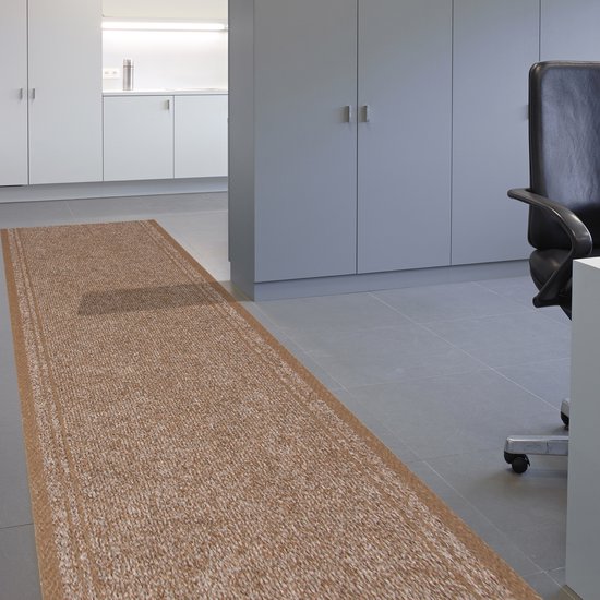 Tapis de couloir JYG Club Beige 66 x 250 cm - Tapis de cuisine - Antidérapant - Découpable