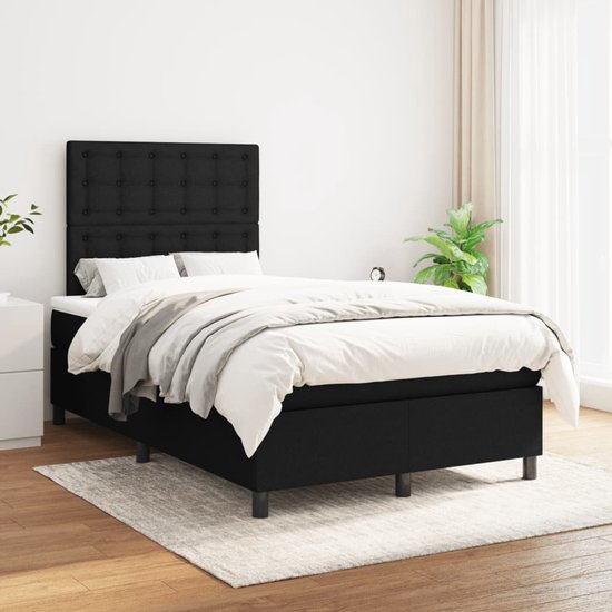 vidaXL-Boxspring-avec-matelas-tissu-noir-120x200-cm