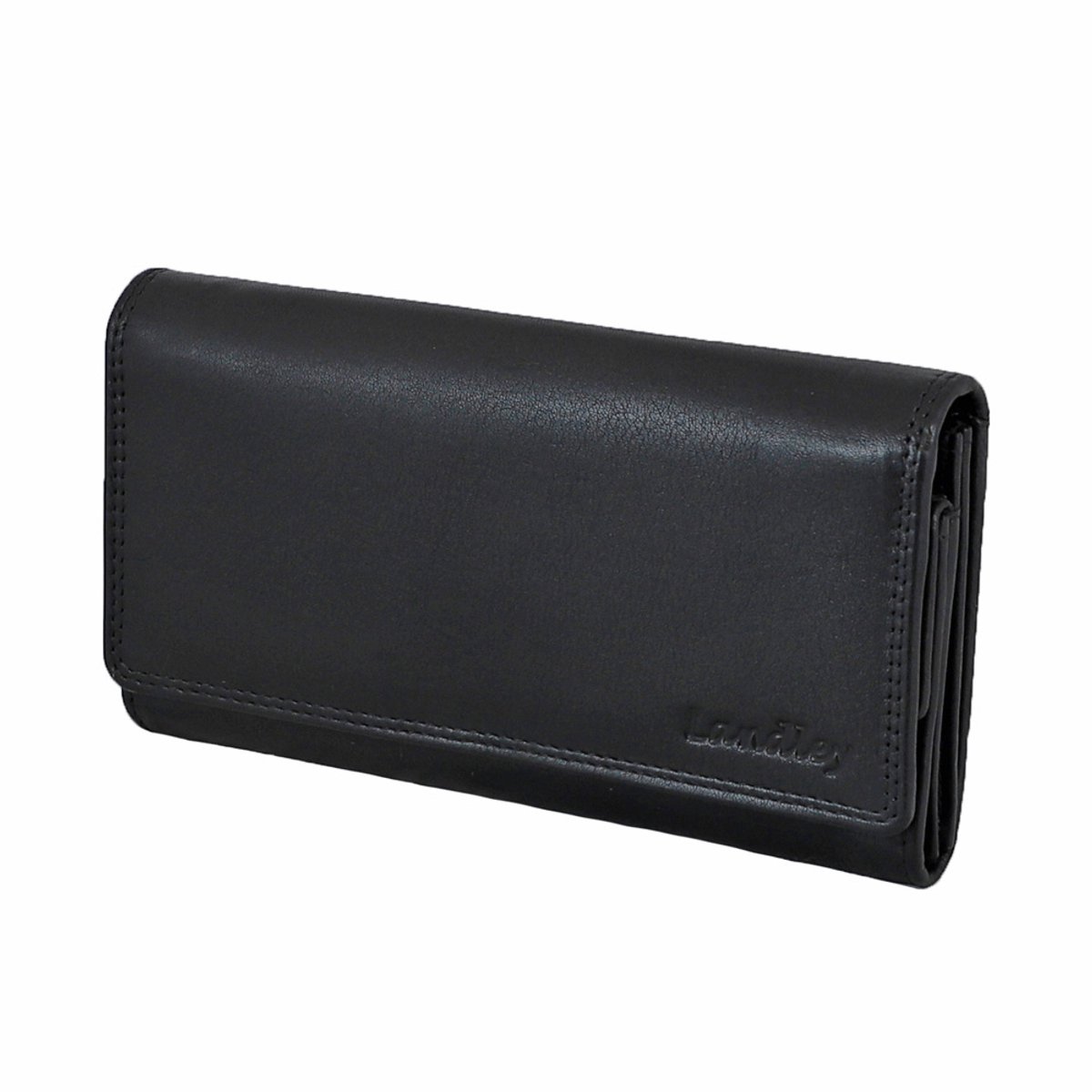 Landley Dames Portemonnee Overslag - Vrouwen Portefeuille - Soepel Nappa Leer - Zwart