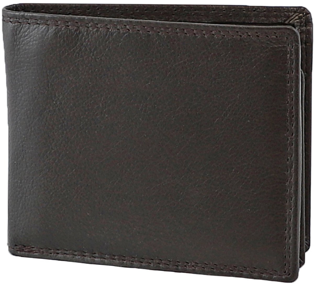Houtkamp Compacte Leren Heren Billfold Portemonnee – Met Muntgeldvak & Flapje – 7 Pasjes – Echt Leer – Bruin