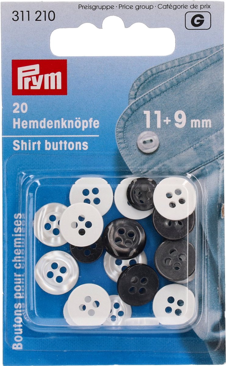 Overhemd Knopen - 11 + 9 mm - 20 stuks - wit