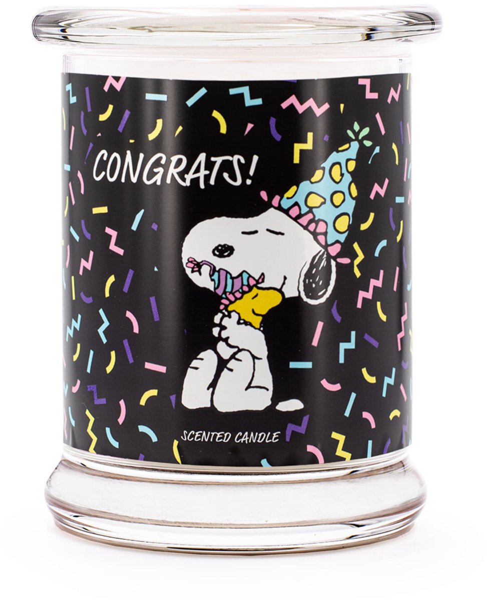 Peanuts Geurkaars - met tekst Congrats zwart