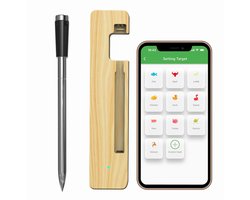 Vleesthermometer - Digitale Bluetooth Vleesthermometer - Draadloze BBQ Thermometer met Dubbele Sensor en App - voor Grill, Oven en Roker