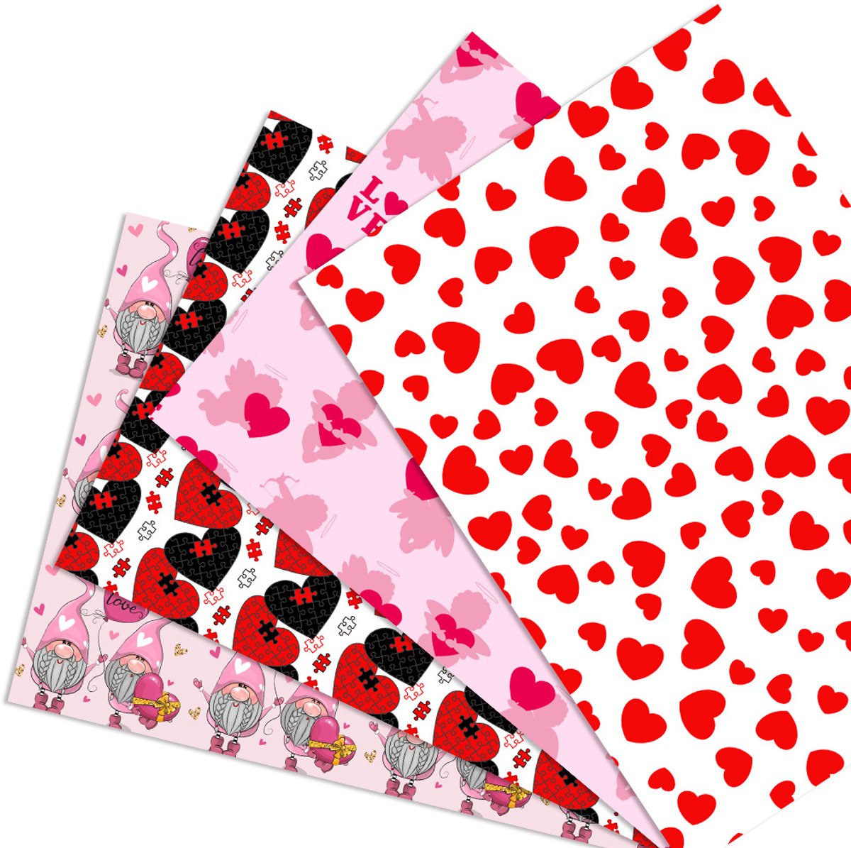 4 vellen Valentijnsdagdecoraties, hartvormig inpakpapier, knutselspullen, decoratie voor feestjes en bijeenkomsten, 70*50 cm