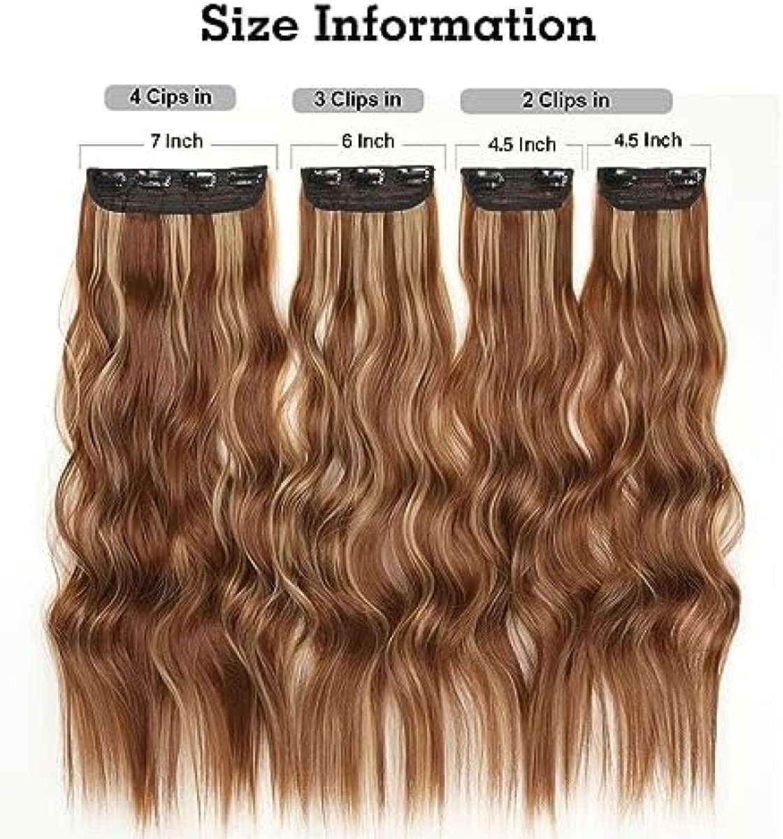 Clip-in Haarextensies - 24 Inch Golvend Synthetisch Haar