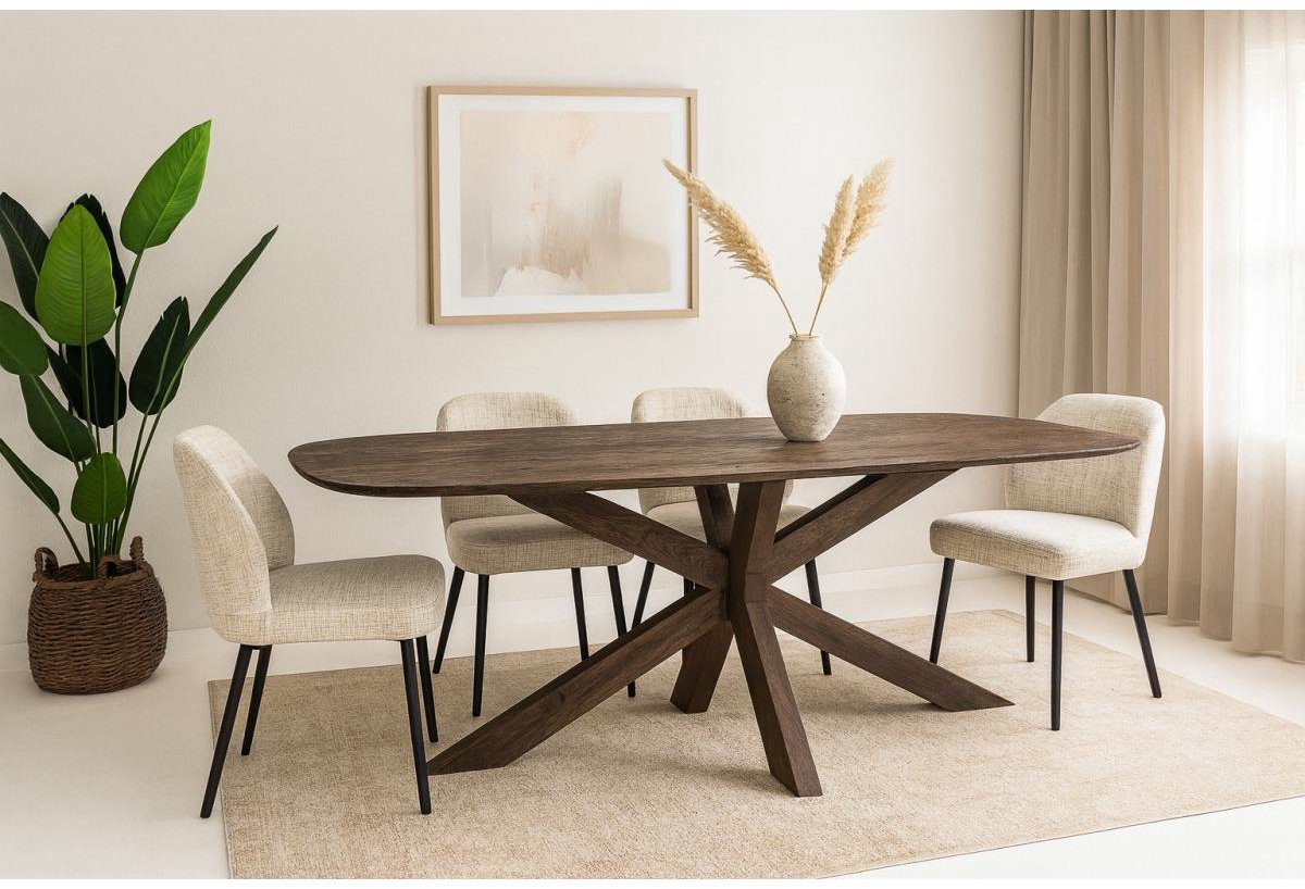 Livingfurn - Lissabon eettafel Deens ovaal 210 cm - donkerbruin
