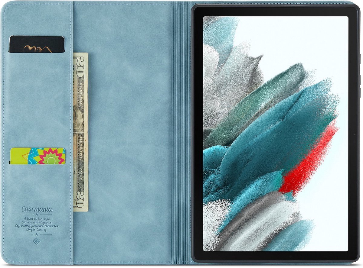 CaseMania Bookcase hoesje geschikt voor Samsung Galaxy Tab S10 FE - Effen Aqua - Kunstleer