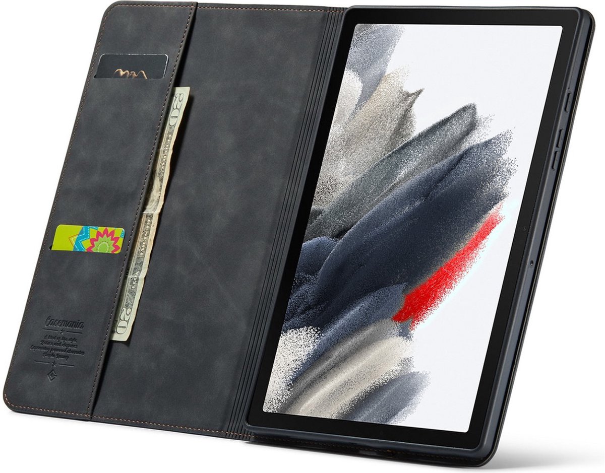 CaseMania Bookcase hoesje geschikt voor Samsung Galaxy Tab S10 FE - Effen Zwart - Kunstleer