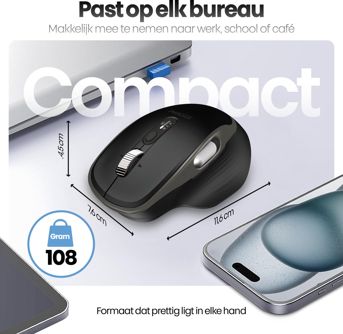 Phreeze Master 3S Draadloze Ergonomische Muis thumbnail 4