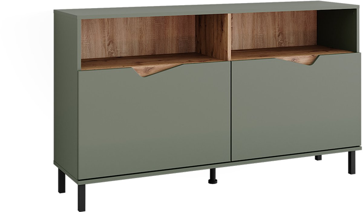 Vicco Marelle Sideboard – 140 x 81.3 cm met 2 deuren Groen/Kunstzinnig Groen/Artisanaal eiken