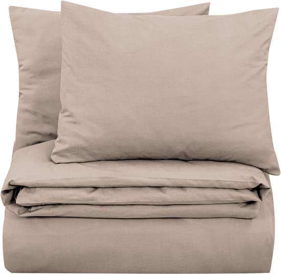 DoubleDry Dekbedovertrek 100% Natuurlijk Katoen - Lits Jumeaux 240x200/220 cm + 2 Kussenslopen - Ademend & Zacht - Lichtbeige van DoubleDry — afbeelding 2