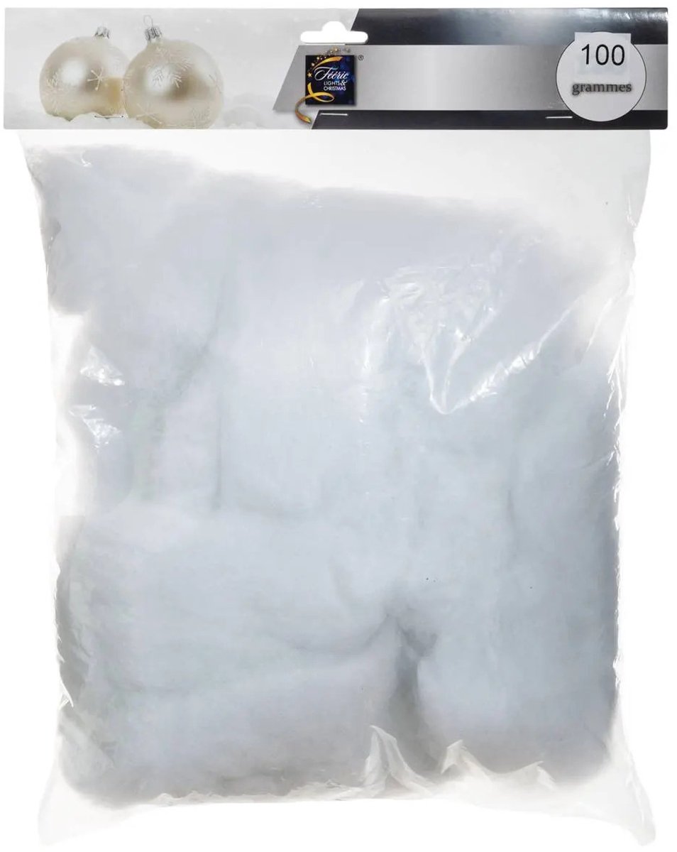Atmosphera Kunstsneeuw/nepsneeuw - in zak - 100 gram - sneeuwkatoen - watten - wit - winterversiering