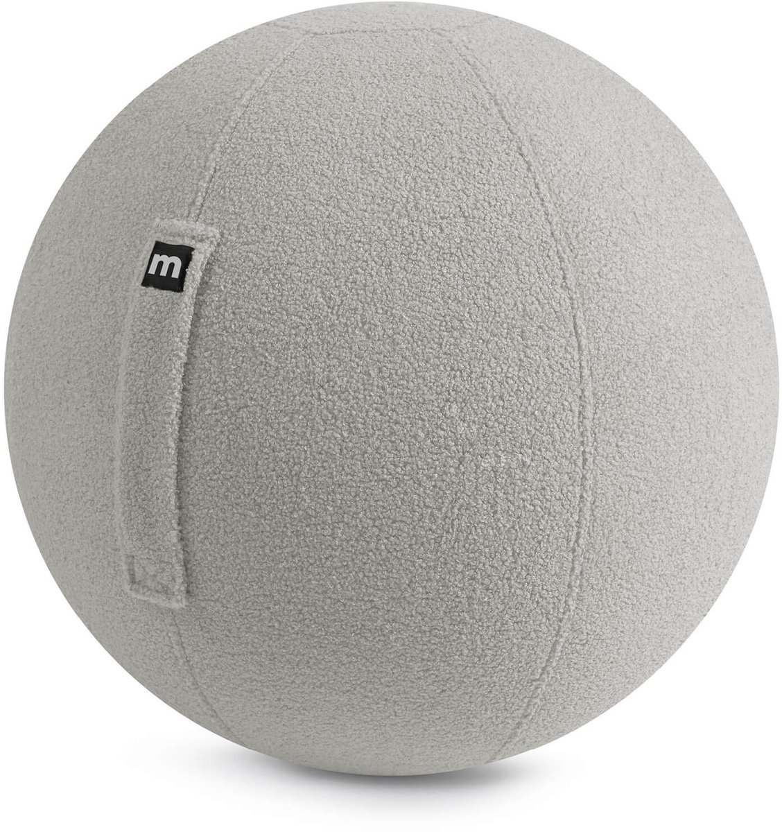 mokebo Zitbal ergonomisch 'Der Runde' en bouclé Teddy, Bureaustoel alternatief, Gymnastics Ball gemaakt van Stof, Pezziball, Yogabal met Pomp in grijs