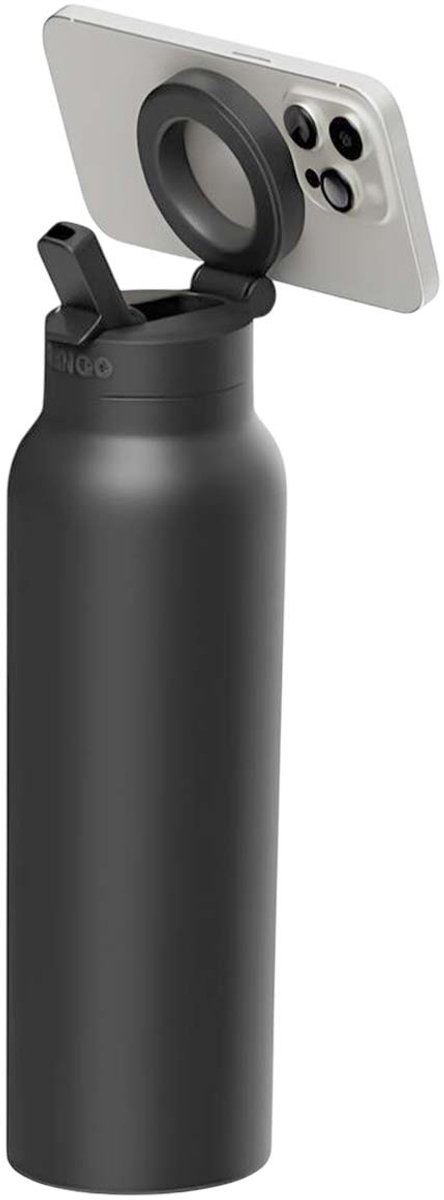 Ringo, Drinkfles met Magnetische Smartphonehouder Compatibel met MagSafe 710ml, Zwart