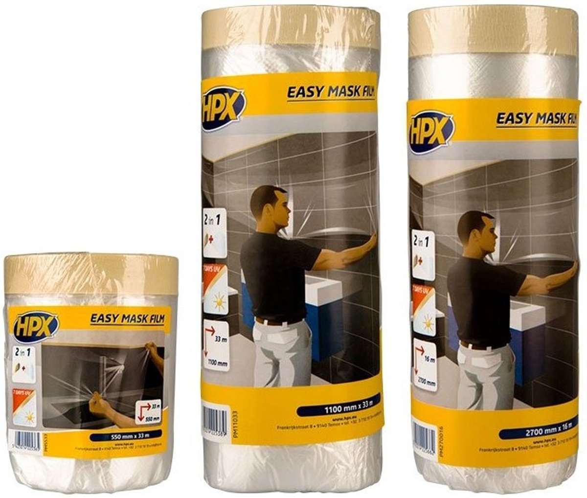 HPX easy mask afdekfolie crêpepapier - 2,70 m x 16 m