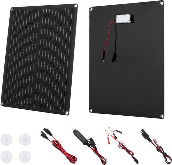 30W 12V Zonnepaneeloplader, Zonne-Accu-Onderhouder met Geïntegreerde Slimme Controller en 3 Verbindingskabels, Ip67 Waterdicht Ontwerp voor Campers, Auto's, Motorfietsen, Boten, Be