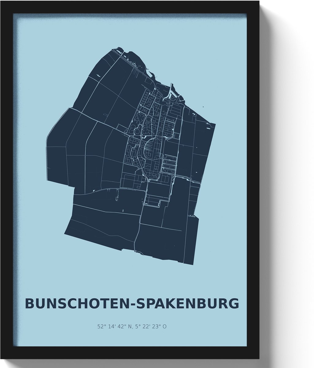Poster Bunschoten-SpakenburgA3 - 30 x 42 cm - Blauw (Exclusief Lijst)