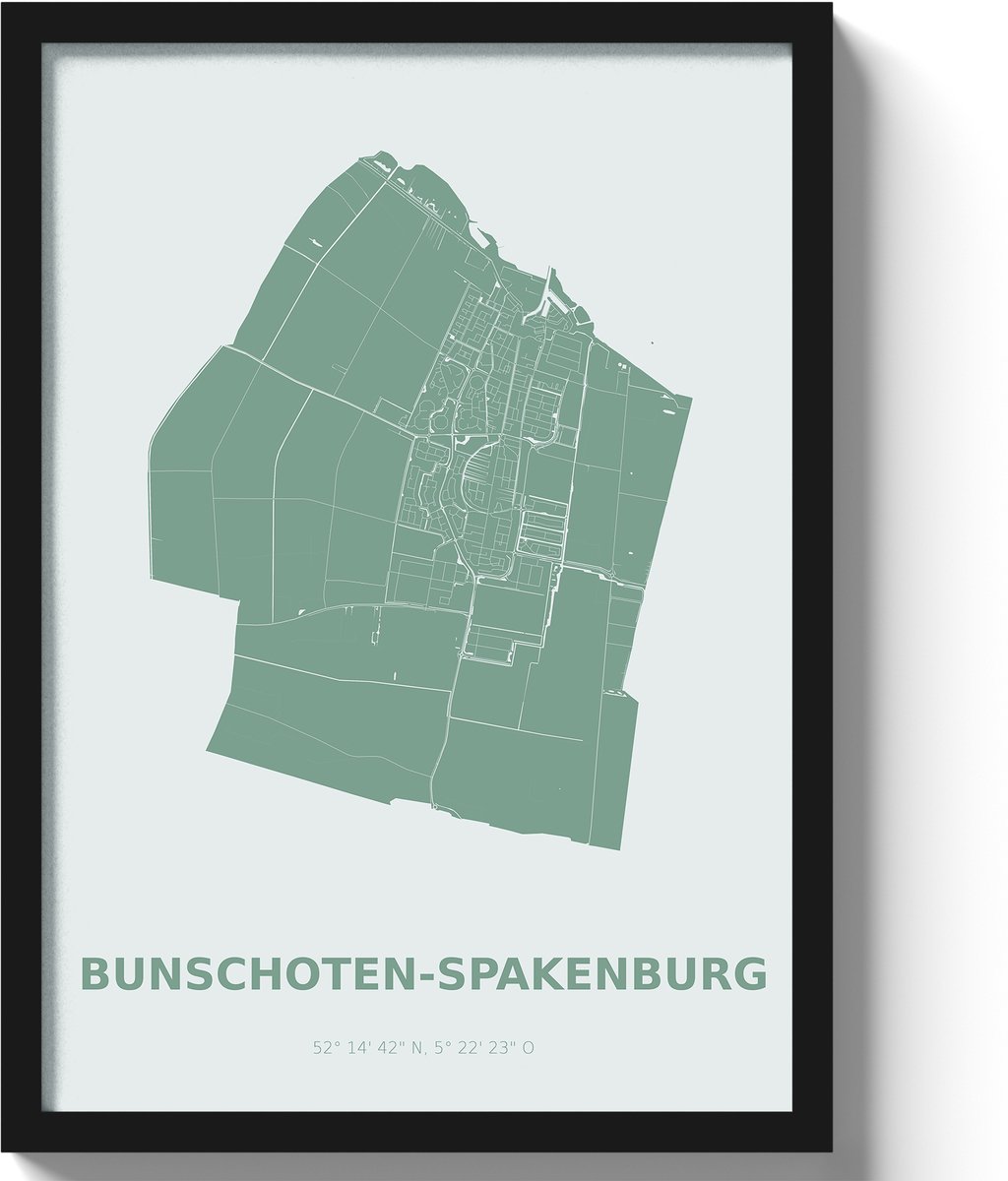 Poster Bunschoten-SpakenburgA3 - 30 x 42 cm - Groen (Exclusief Lijst)