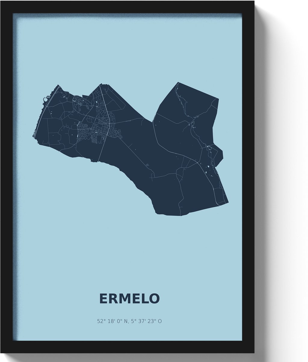 Poster Ermelo A3 - 30 x 42 cm - Blauw (Exclusief Lijst)
