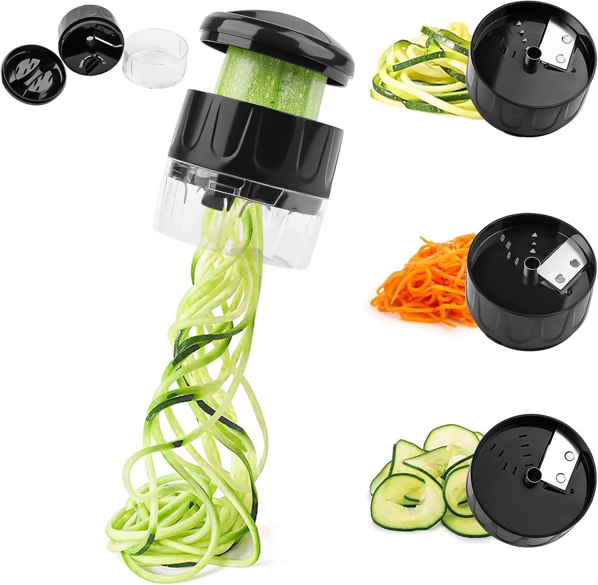 Handmatige spiraalsnijder 3-in-1 voor groentespaghetti, courgette, komkommer en wortel