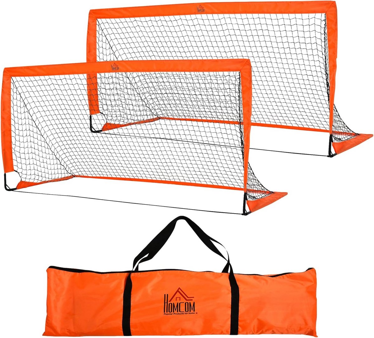 Voetbaldoelnet Set van 2 – 1,86 x 0,90 m – Lichtgewicht en Opvouwbaar – Outdoor Sportnet voor Training en Spel – Inclusief Draagtas
