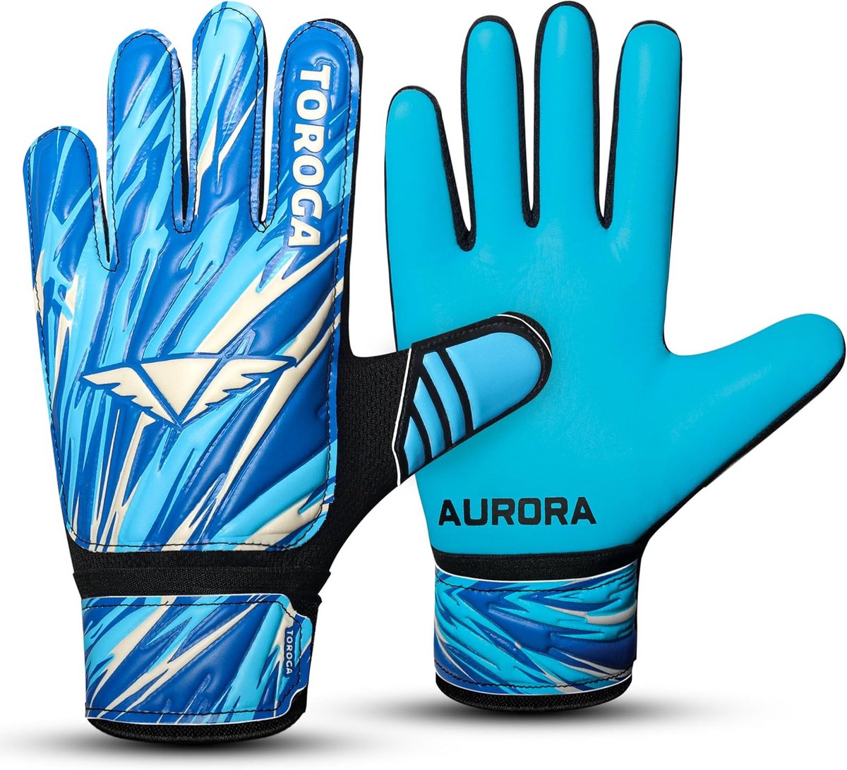 Voetbalkeeperhandschoenen voor kinderen met 4 mm latex super grip en rugbescherming