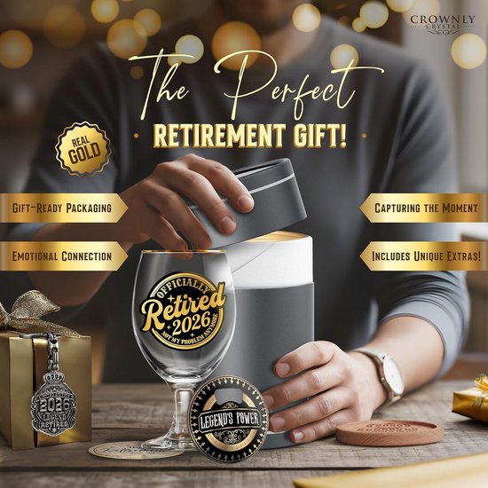 Pensioencadeau, gepensioneerd 2026 whiskyglas, grappig pensioencadeau voor mannen, niet mijn probleem meer glas, afscheidscadeau - Nederland