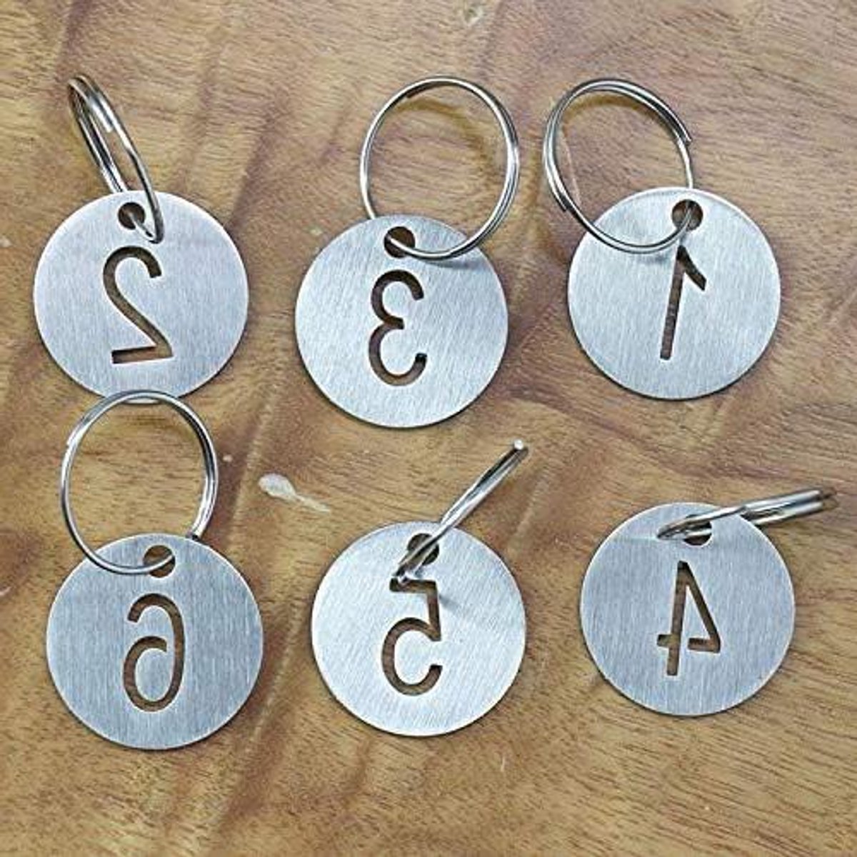 CSGoods - Genummerde Sleutelhanger Roestvrij Staal Cirkel Tags Set (1-10) met Nummers
