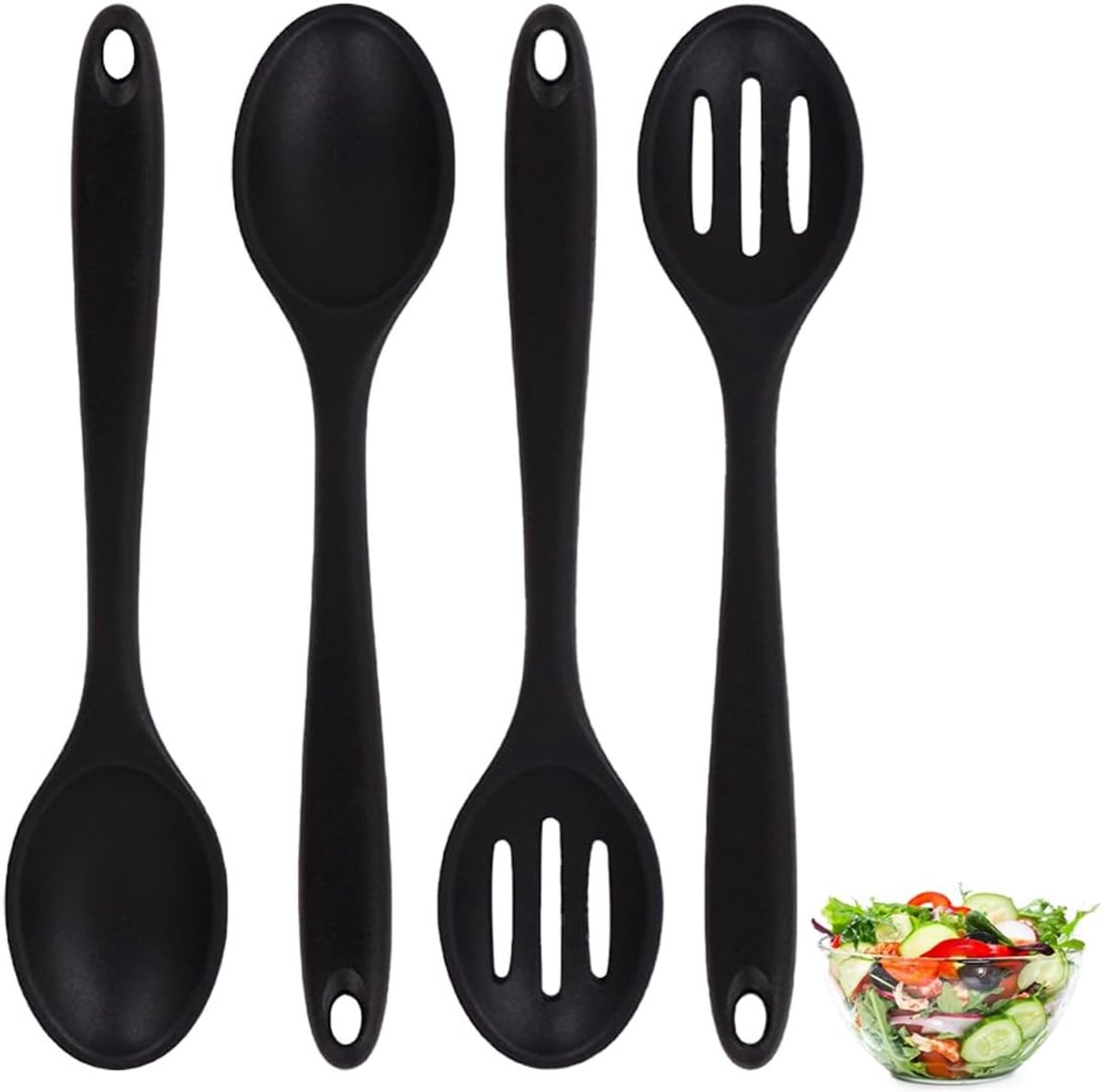 Silicone Lepels voor Keuken - 4 Stuks - Silicone Lepels met Antiaanbaklaag voor Mengen