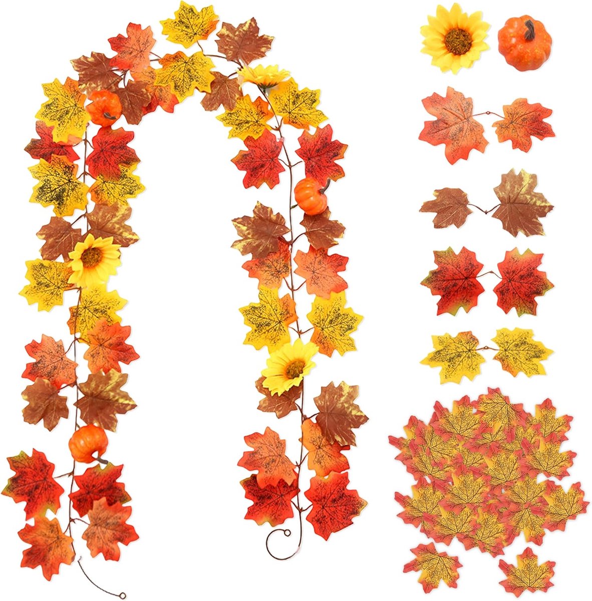 200cm Maple Leaf Garland - Kunstmatige Herfst Bladeren Decoratie met 50 Kunstmatige Esdoor