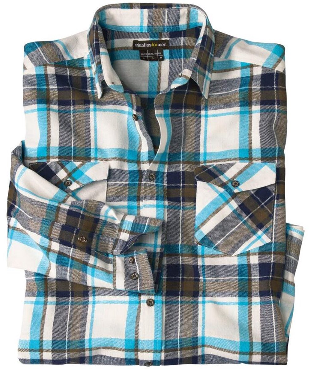 ATLAS FOR MEN - Geruite flanellen overhemd - Heren - Verkrijgbaar in grote maten - 5XL