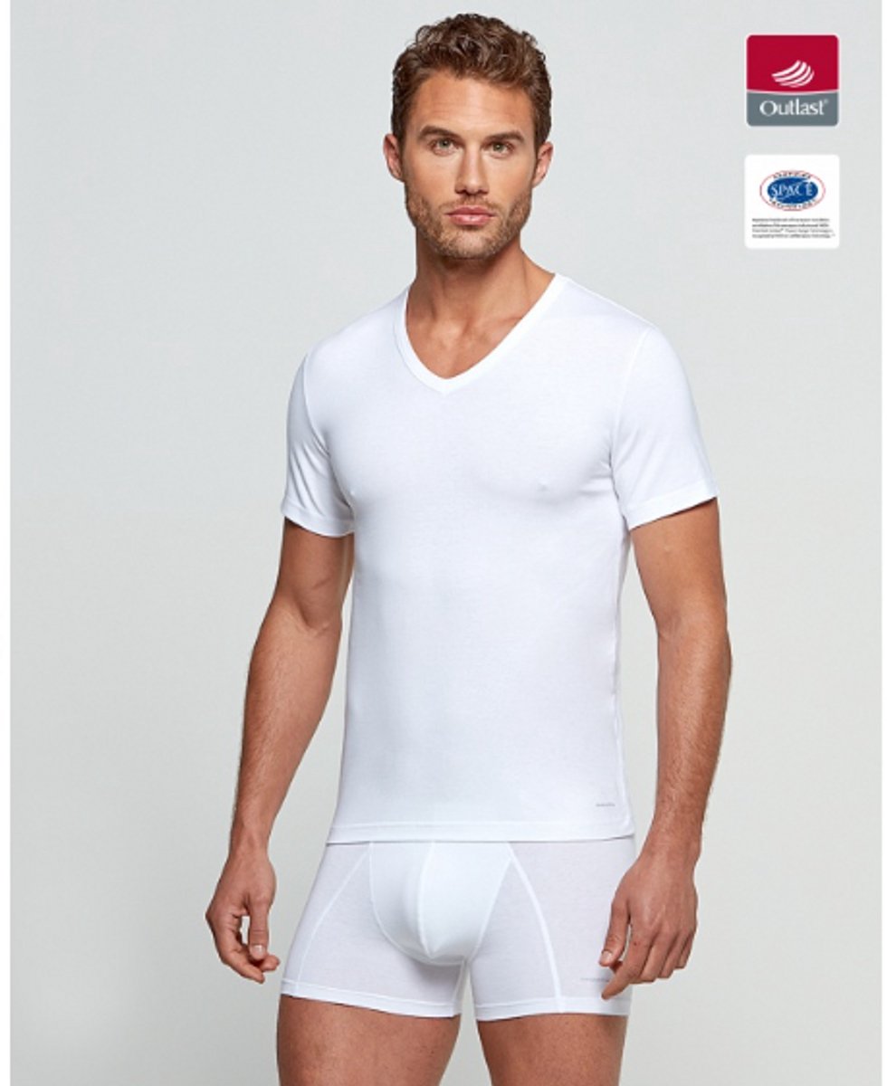 Impetus Innovation Heren T-Shirt V-Hals Korte Mouw Wit Wit XXL