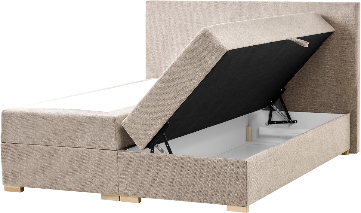 MAJOR - Boxspring - Taupe - 160 x 200 cm - Polyester