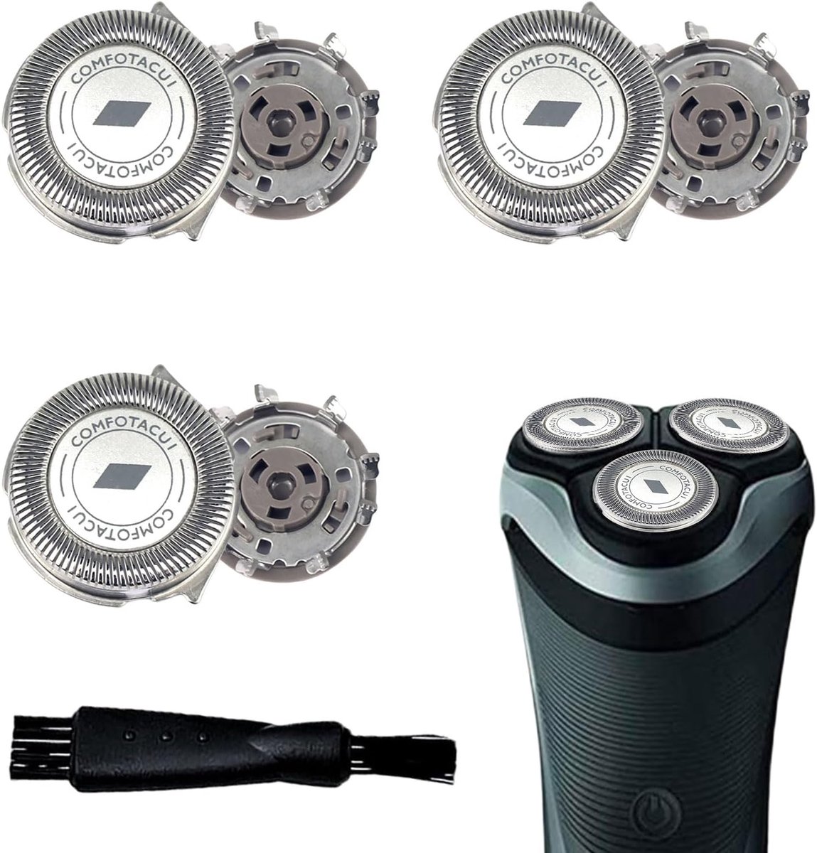 3 Packs Vervangingskop SH30/52 voor Philips Series 1000 - 2000 - 3000 - 5000 Scheerapparaten - Vervangende Messen voor Philips Mannen Scheerapparaat met Schoonmaakborstel