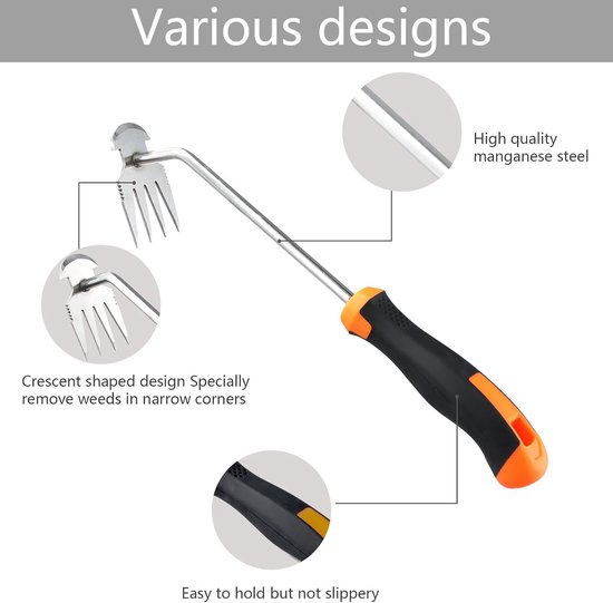 Garden Werk - Onkruid Cutter - Onkruid Verwijderaar - Voegen Cleaner - Tuin Gereedschap - Hand Onkruid Verwijderaar - Tool voor Tuinliefhebbers (Rubber Handvat - 4 Tanden) — afbeelding 5