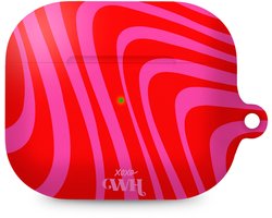 xoxo Wildhearts hoesje geschikt voor AirPods Pro 3 - Berry Much - Matte - Ook als telefoonhoesje verkrijgbaar - schokbestendige case - koptelefoon hoesje - Mat - Beschermhoes met golvende print - golven - Rood - Roze