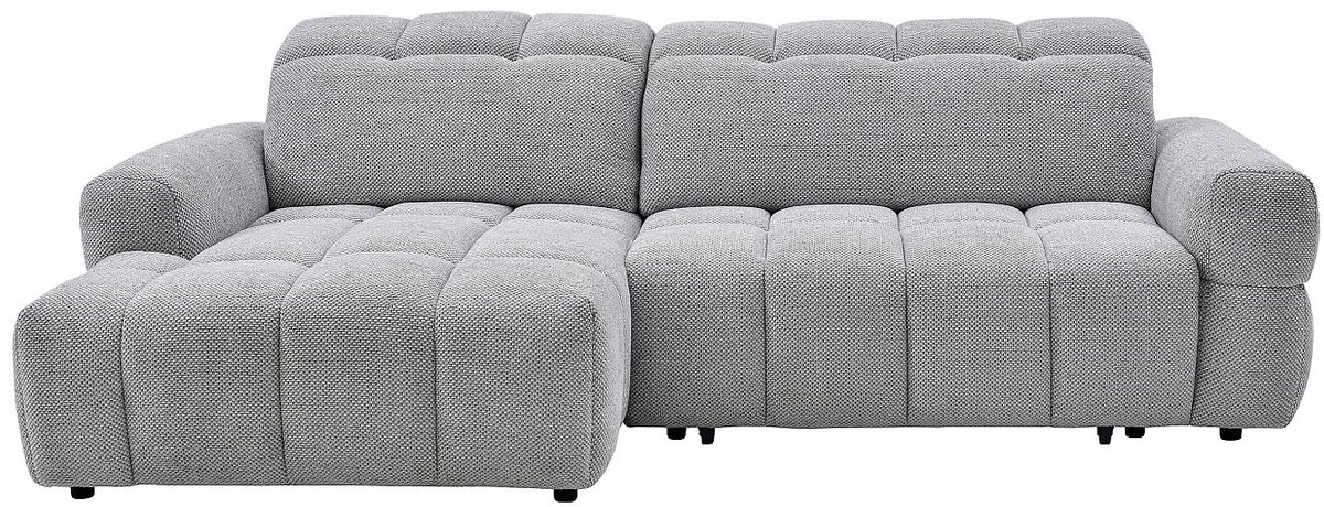 Vente-unique Hoekbank links relax met elektrische uitschuifbare zitting van grijze stof CARIALA