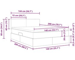 vidaXL - Opbergbed - met - LED - met - matras - met - LED - Blauw - 140 - x - 200 - cm - Stof