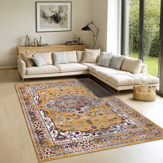 Picasso Sedona Vintage Vloerkleed Multi Geel Laagpolig 240x340 