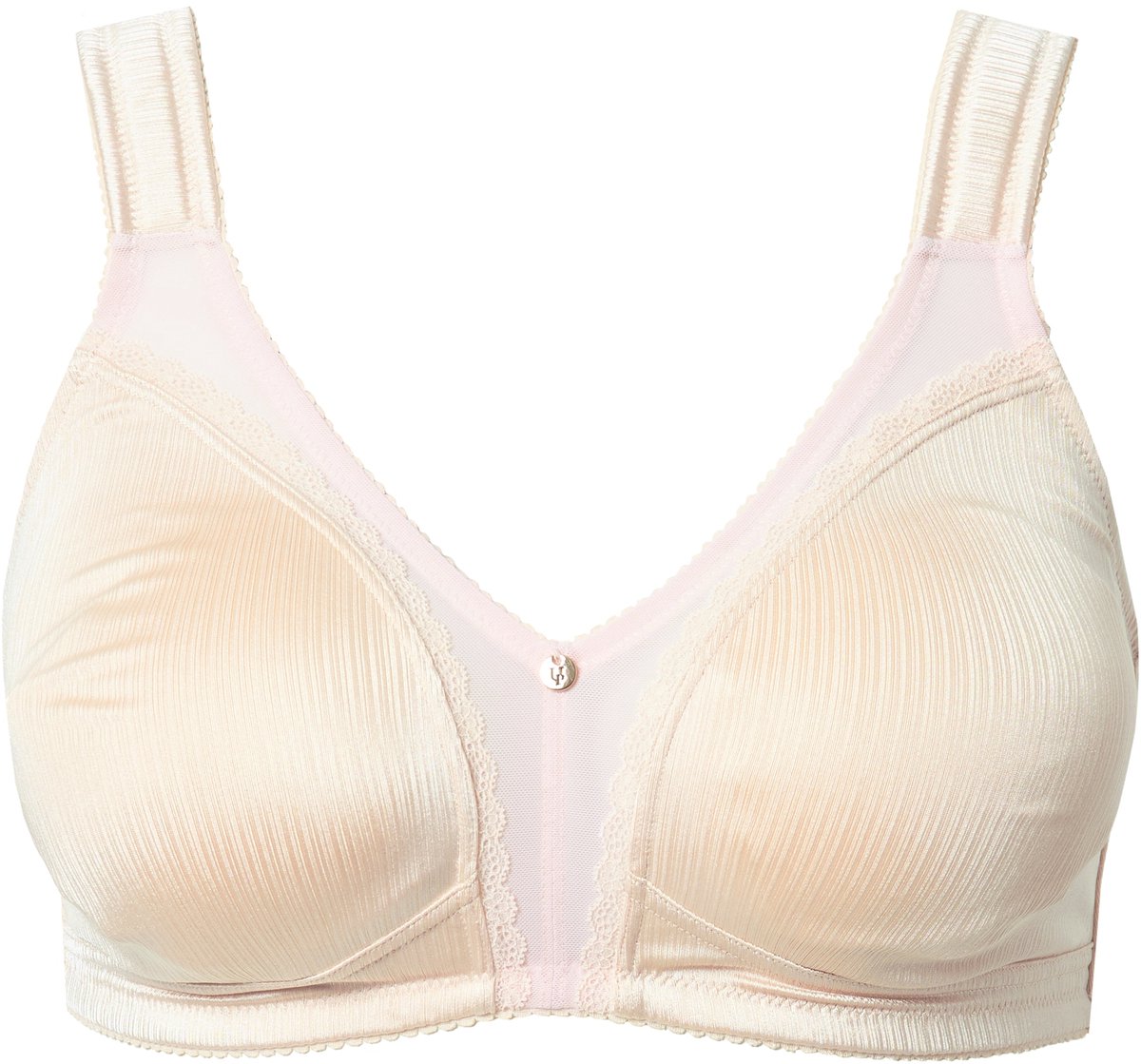 Ulla Popken Dames - Minimizer-beha satijn kant zonder beugel - Champagne