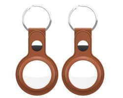 KeyBudz AirTag Sleutelhanger 2 Pak – Gemaakt van echt leder – Geschikt voor Apple AirTag - Bruin