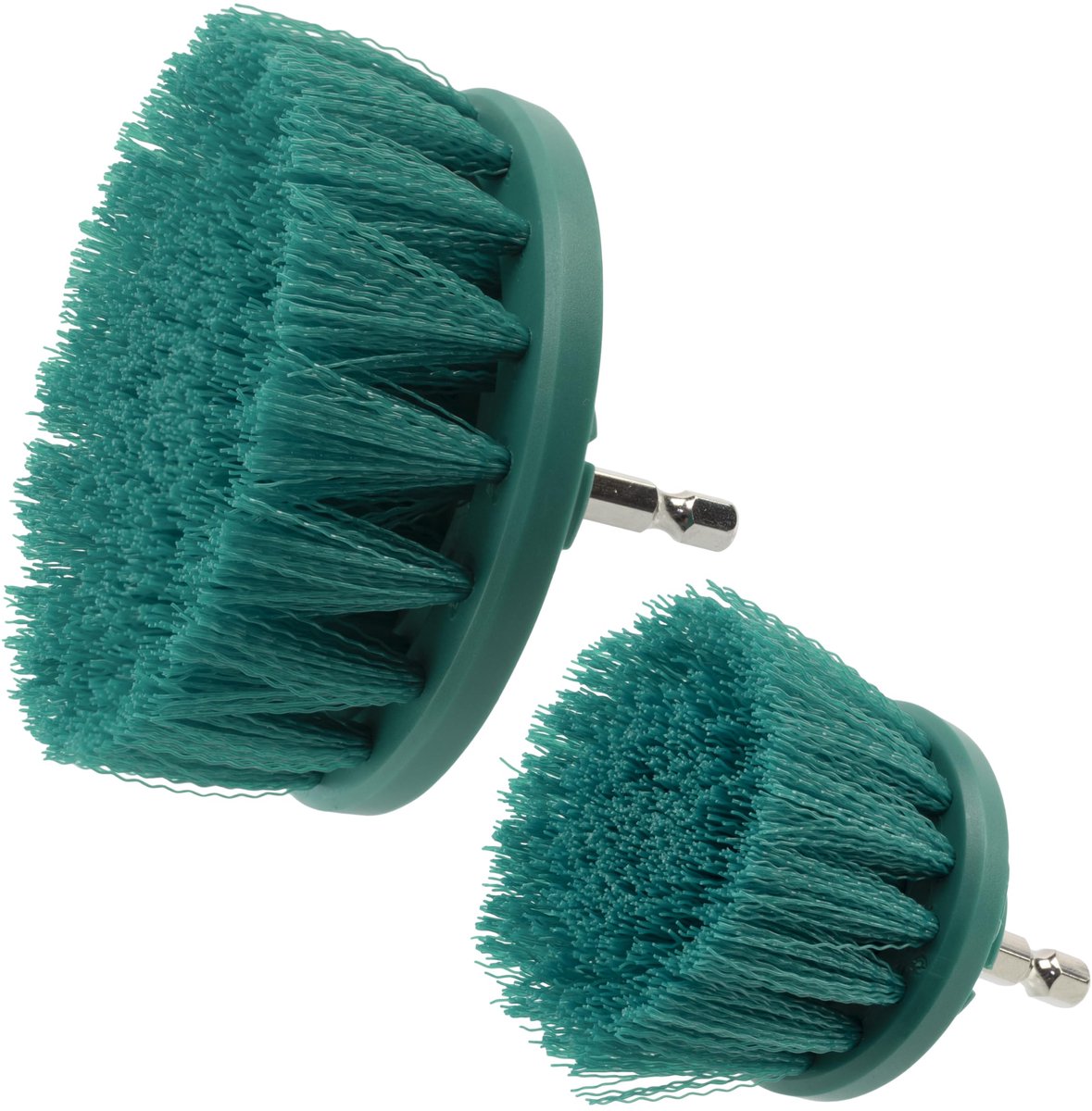 Set met 2 roterende reinigingsborstels met middelgrote borstelharen diameter 50 mm, diameter 88 mm voor accuschroevendraaiers met of zonder kabel - zeskantaandrijving 1-4" -