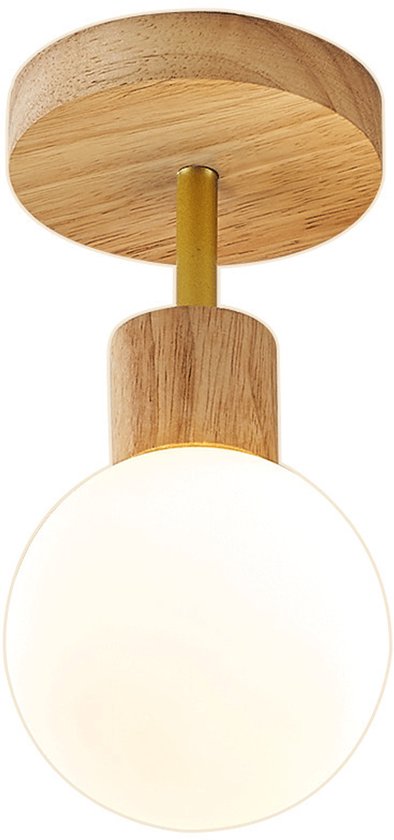 Lampe de Plafond Vintage Bois Lampe de Plafond Salon Douille E27 pour Chambre à Coucher Cuisine Salle de Bain Couloir