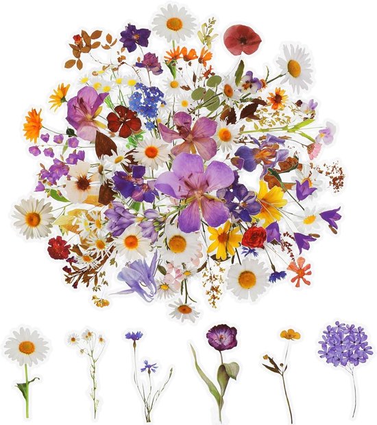 50 Transparante Bloemen Stickers