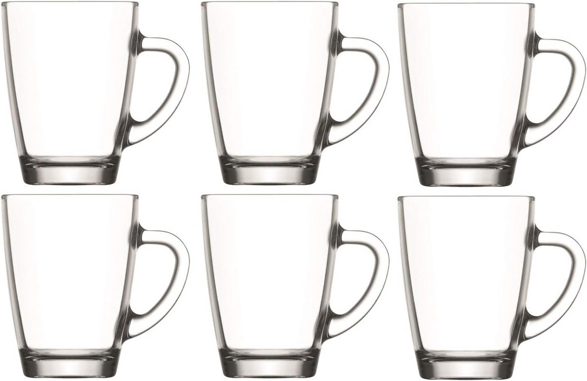 Set van 6 Glazen Theekopjes met Hendel, Cappuccino Glazen - 300 ml